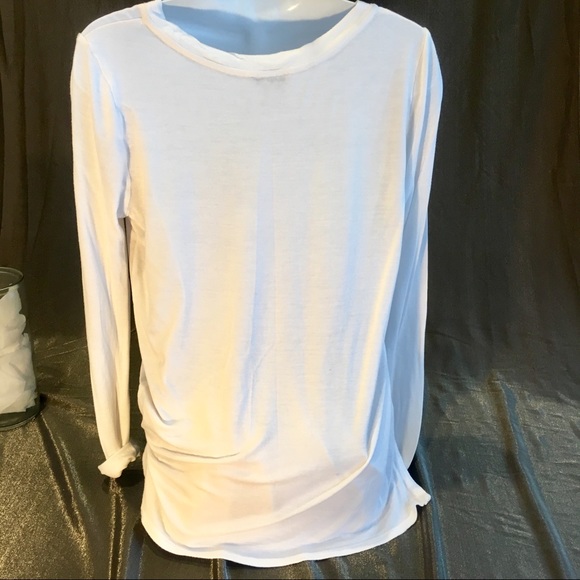 MANOUKIAN sheer soft white beige neutral hi lo top - Picture 7 of 8